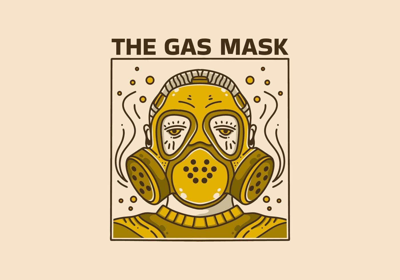 Vintage ▾ arte illustrazione di uomo indossare gas maschera vettore