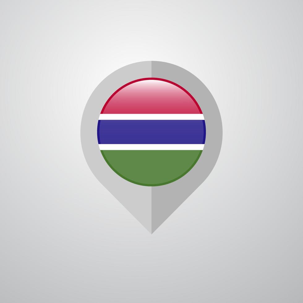 carta geografica navigazione pointer con Gambia bandiera design vettore