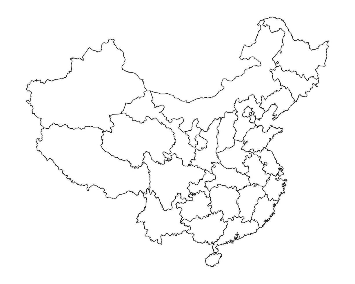 Cina carta geografica con amministrativo divisioni. vettore illustrazione.