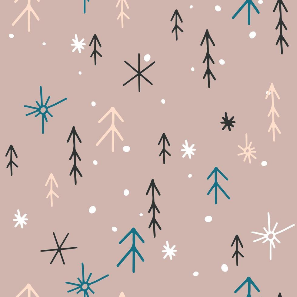 inverno carino scandinavo Natale scarabocchio mano disegnato senza soluzione di continuità modelli per vacanza decorazione design vettore