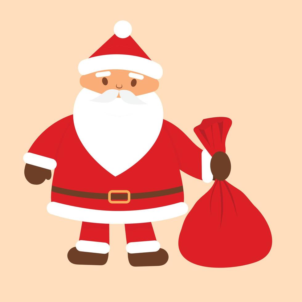 Santa Claus Il prossimo per il rosso Borsa per regalo. vettore illustrazione.