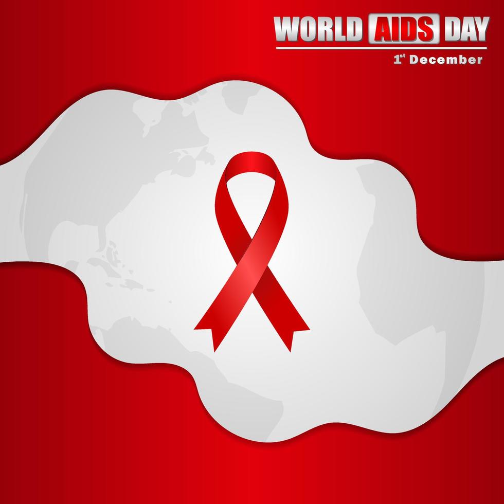 mondo AIDS giorno dicembre 1°, bandiera con rosso nastro e testo mondo AIDS giorno vettore