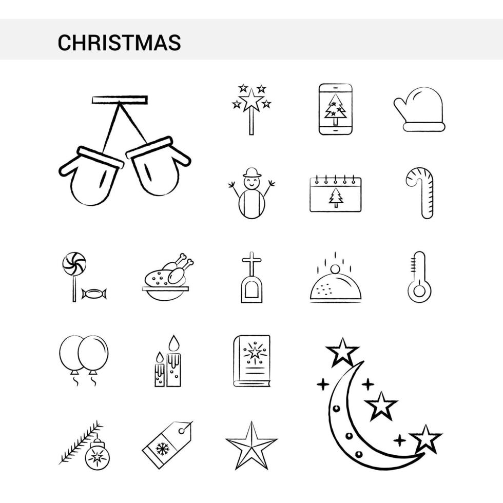 Natale mano disegnato icona impostato stile isolato su bianca sfondo vettore