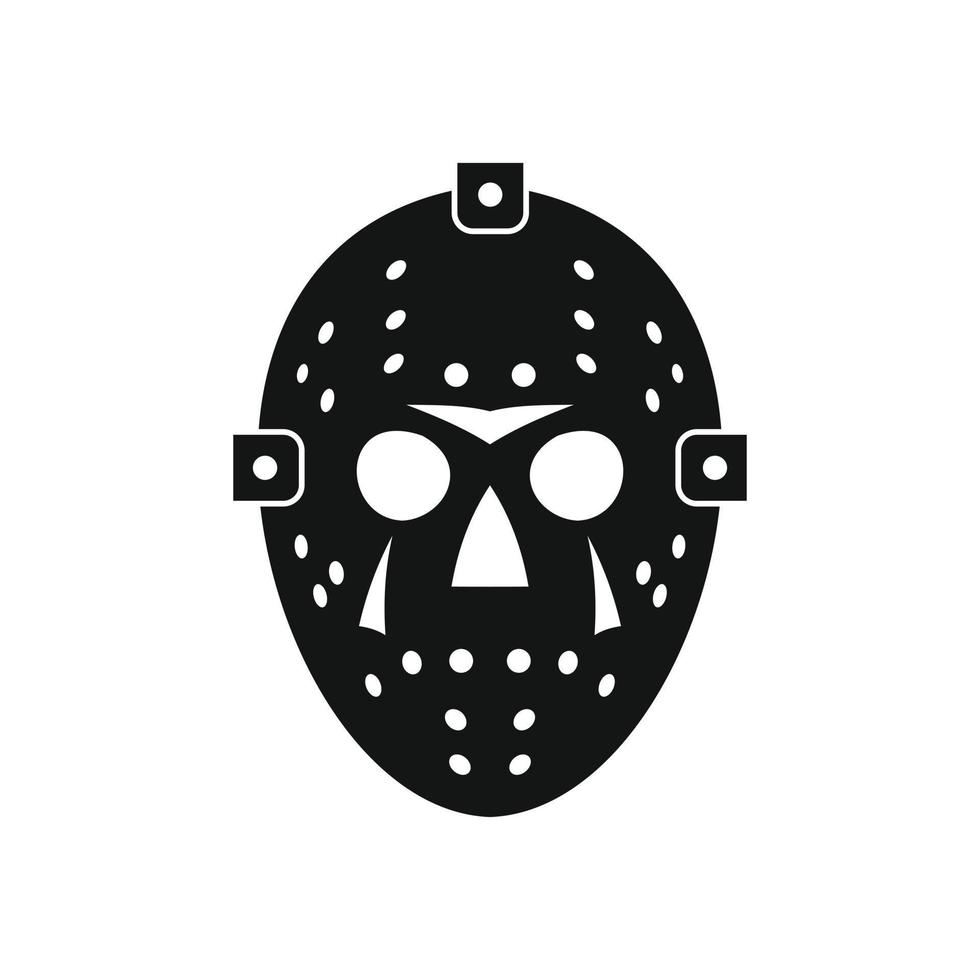 Halloween hockey maschera nero semplice icona vettore