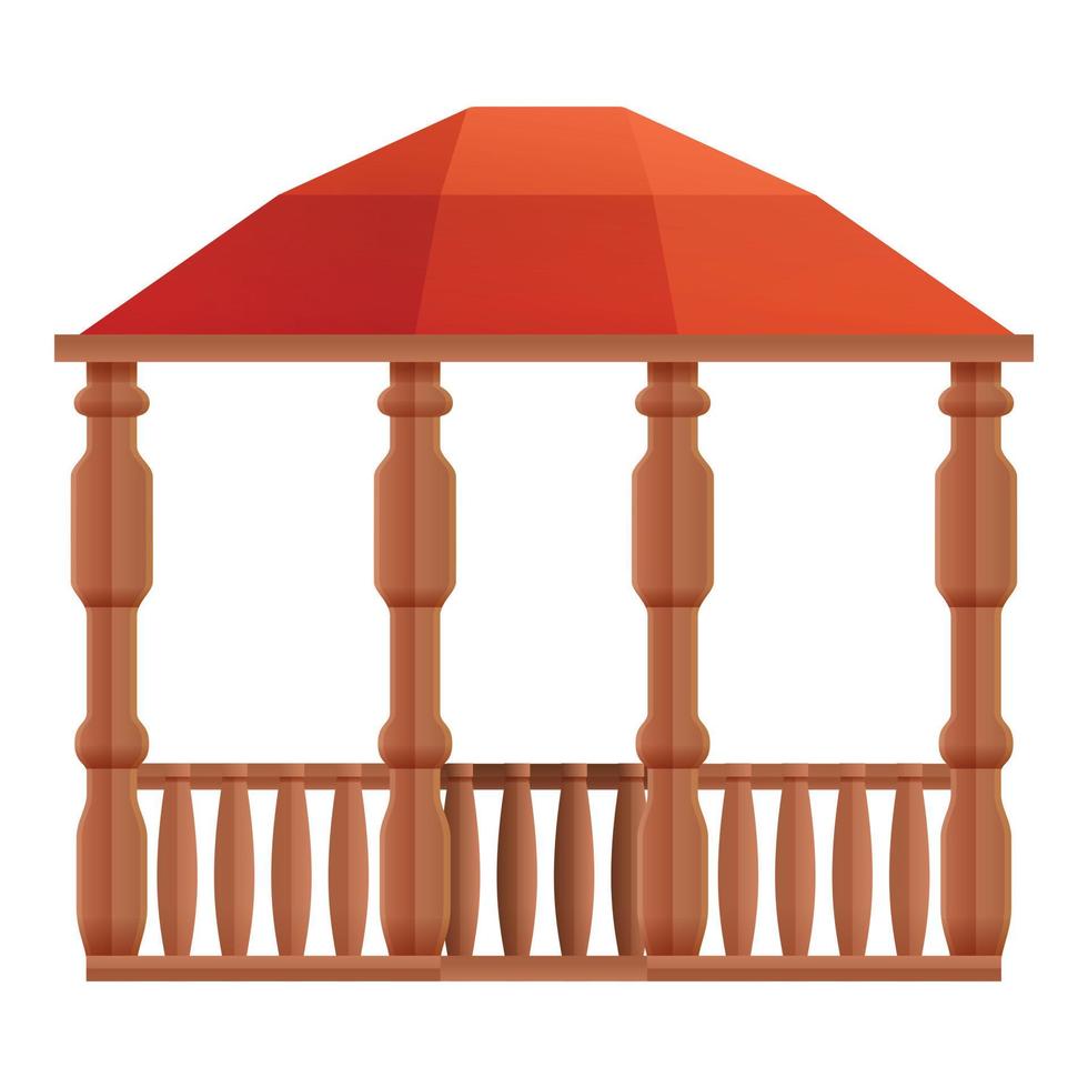 architettura legna gazebo icona, cartone animato stile vettore