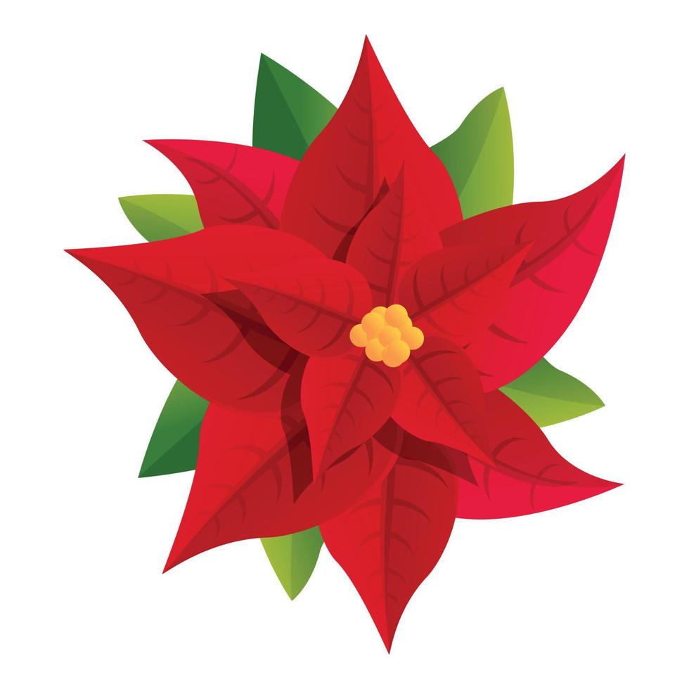 poinsettia fiore icona, cartone animato stile vettore