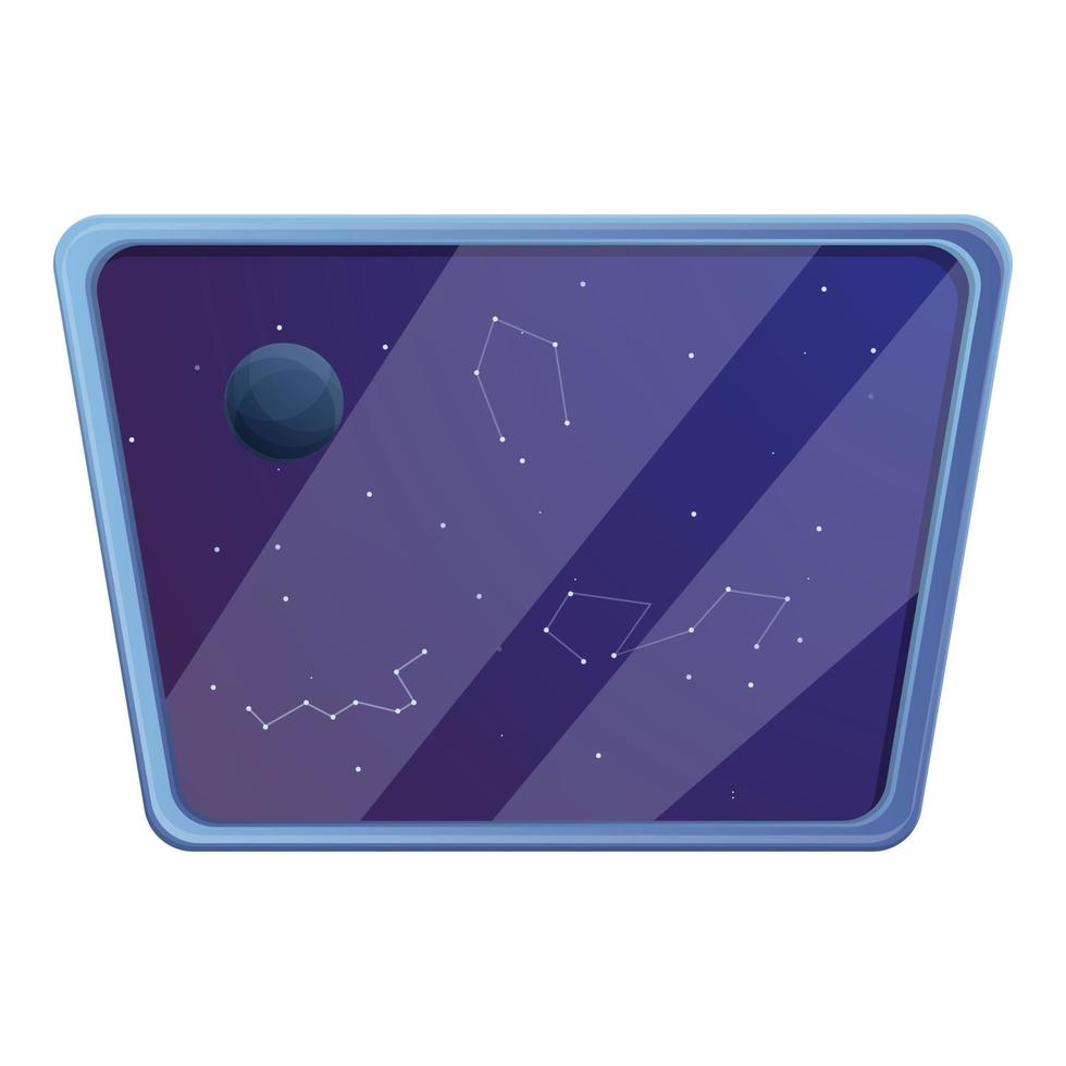 navicella spaziale finestra icona, cartone animato stile vettore