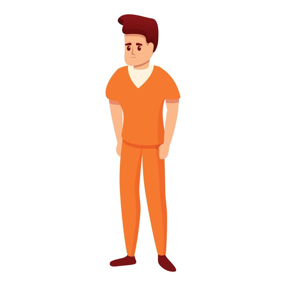 giovane prigione uomo icona, cartone animato stile vettore