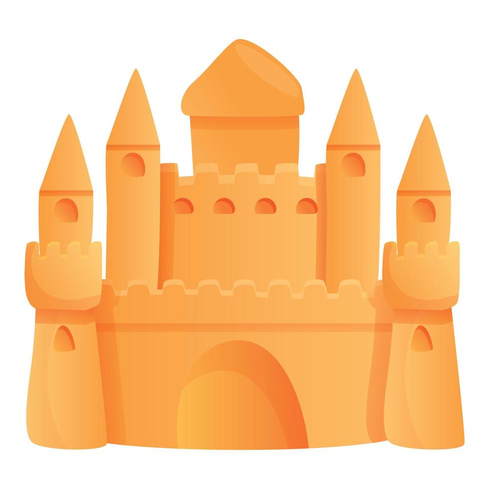 architettura sabbia castello icona, cartone animato stile vettore
