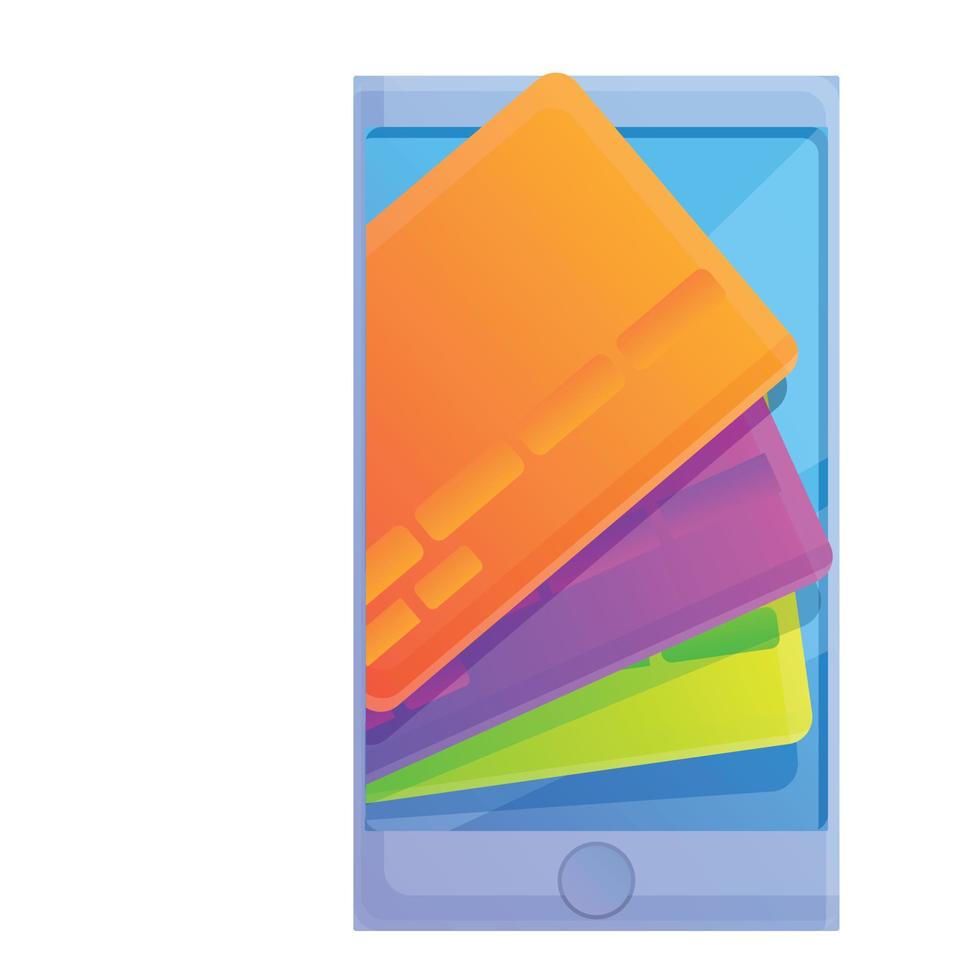 smartphone credito carta icona, cartone animato stile vettore