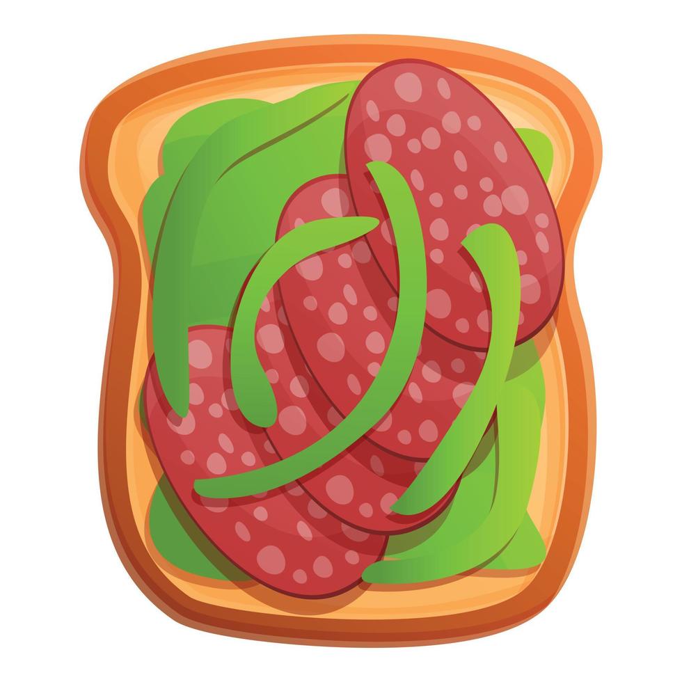 crostini salsiccia icona, cartone animato stile vettore