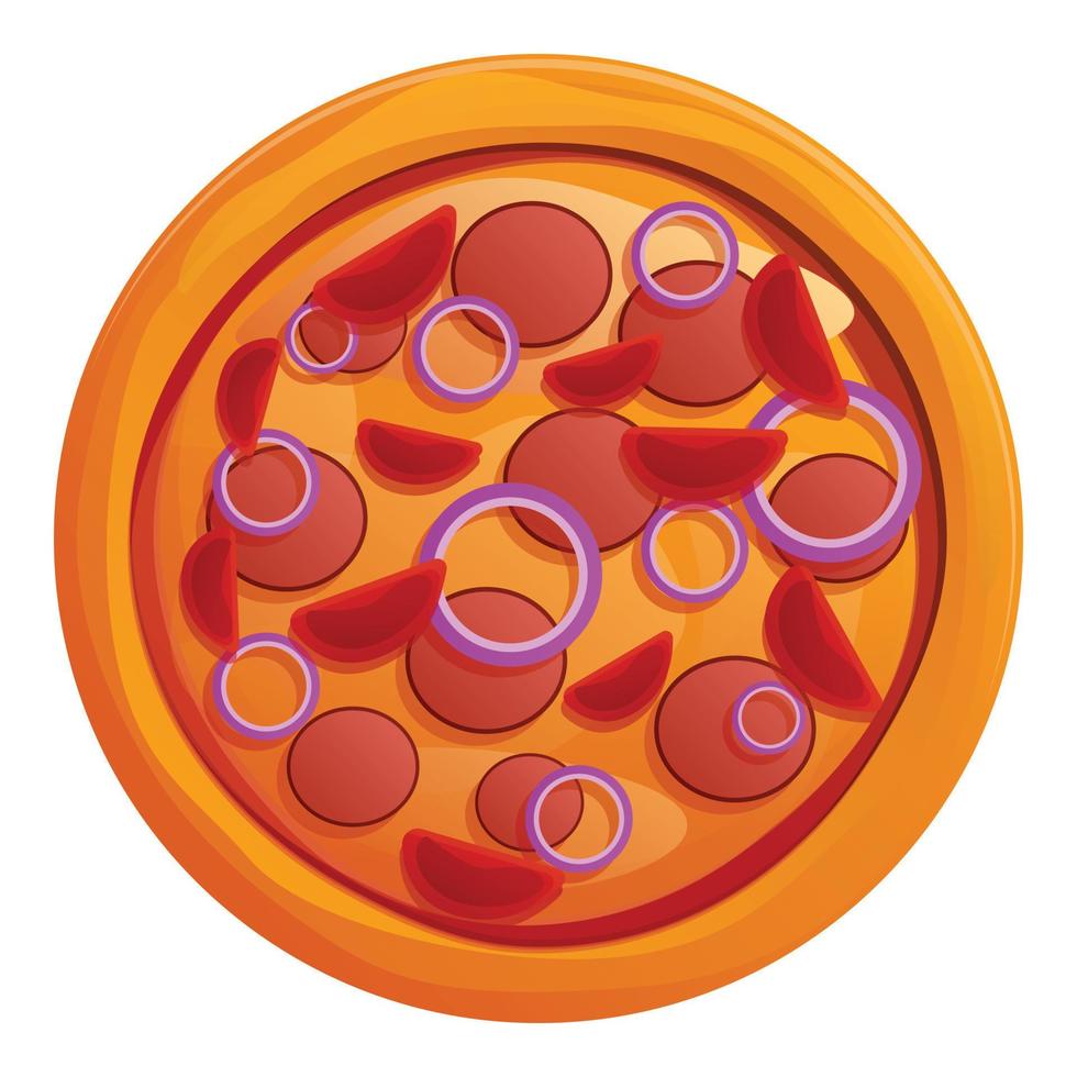 rosso pomodoro cipolla Pizza icona, cartone animato stile vettore