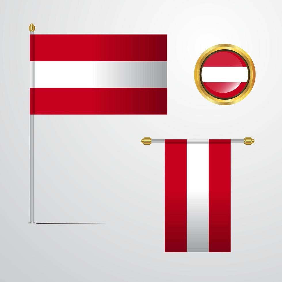 Austria agitando bandiera design con distintivo vettore