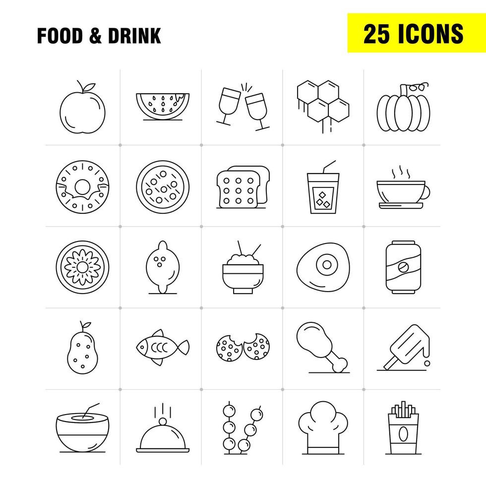 cibo e bevanda linea icone impostato per infografica mobile uxui kit e Stampa design includere pane cibo pagnotta ghiaccio crema crema cibo mangiare icona impostato vettore