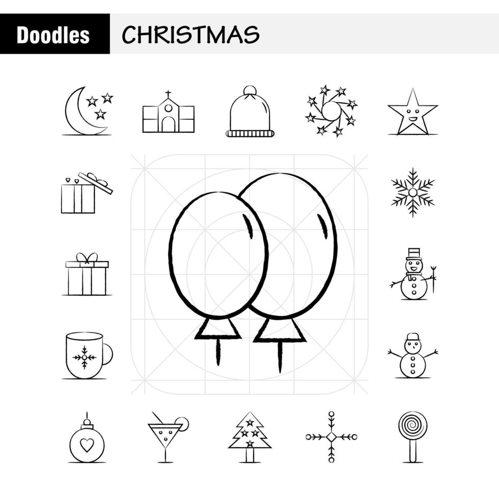 Natale mano disegnato icona per ragnatela Stampa e mobile uxui kit come come Natale Luna leggero stella Natale Bibbia casa Chiesa pittogramma imballare vettore