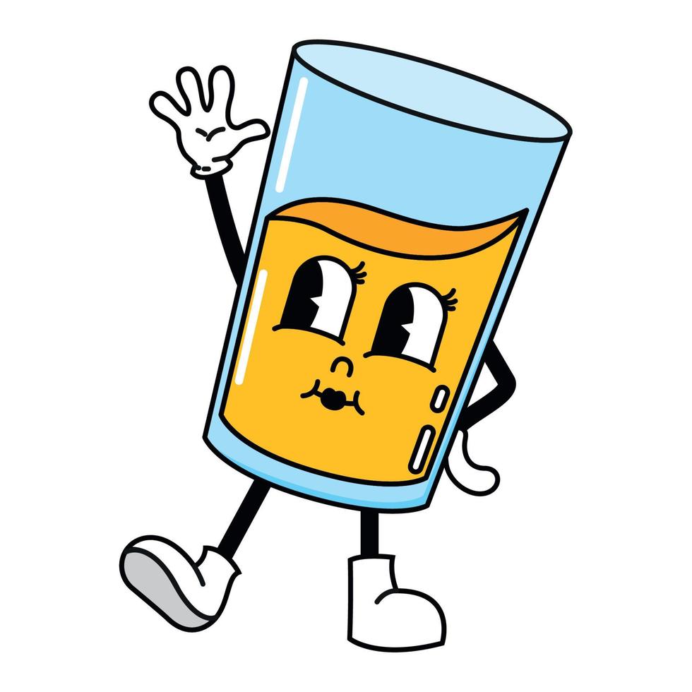 isolato contento limonata Groovy tradizionale cartone animato vettore illustrazione
