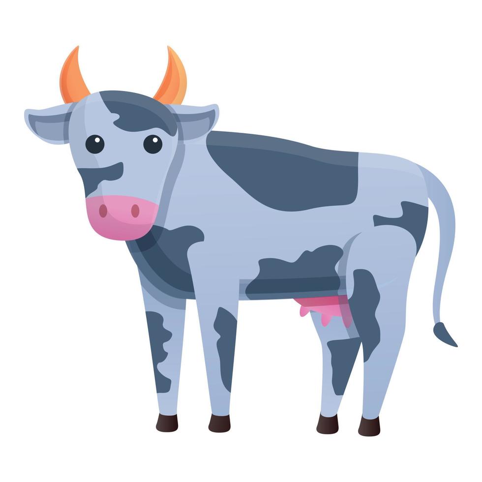mucca veterinario icona, cartone animato stile vettore