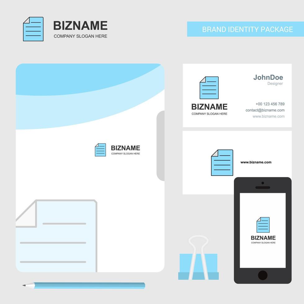 documento attività commerciale logo file copertina visitare carta e mobile App design vettore illustrazione