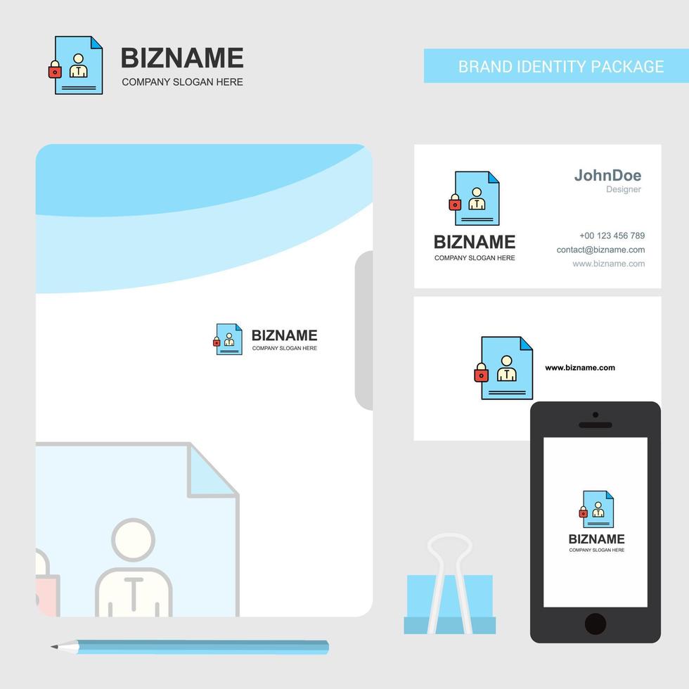 protetta documento attività commerciale logo file copertina visitare carta e mobile App design vettore illustrazione