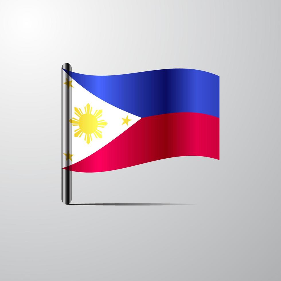 Filippine agitando brillante bandiera design vettore