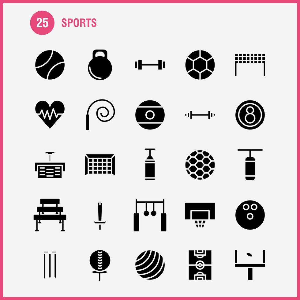 gli sport solido glifo icona imballare per progettisti e sviluppatori icone di palla golf tee gli sport cricket monconi porticina gli sport vettore