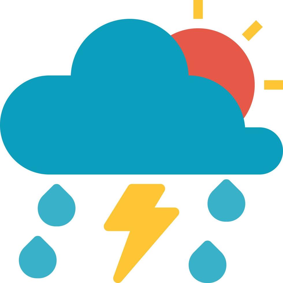 cielo natura tempo metereologico meteorologia tuono pioggia tempesta sole - piatto icona vettore