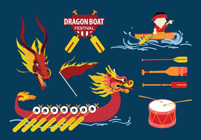 Pacchetto di vettore di Dragon Boat Festival Stuff