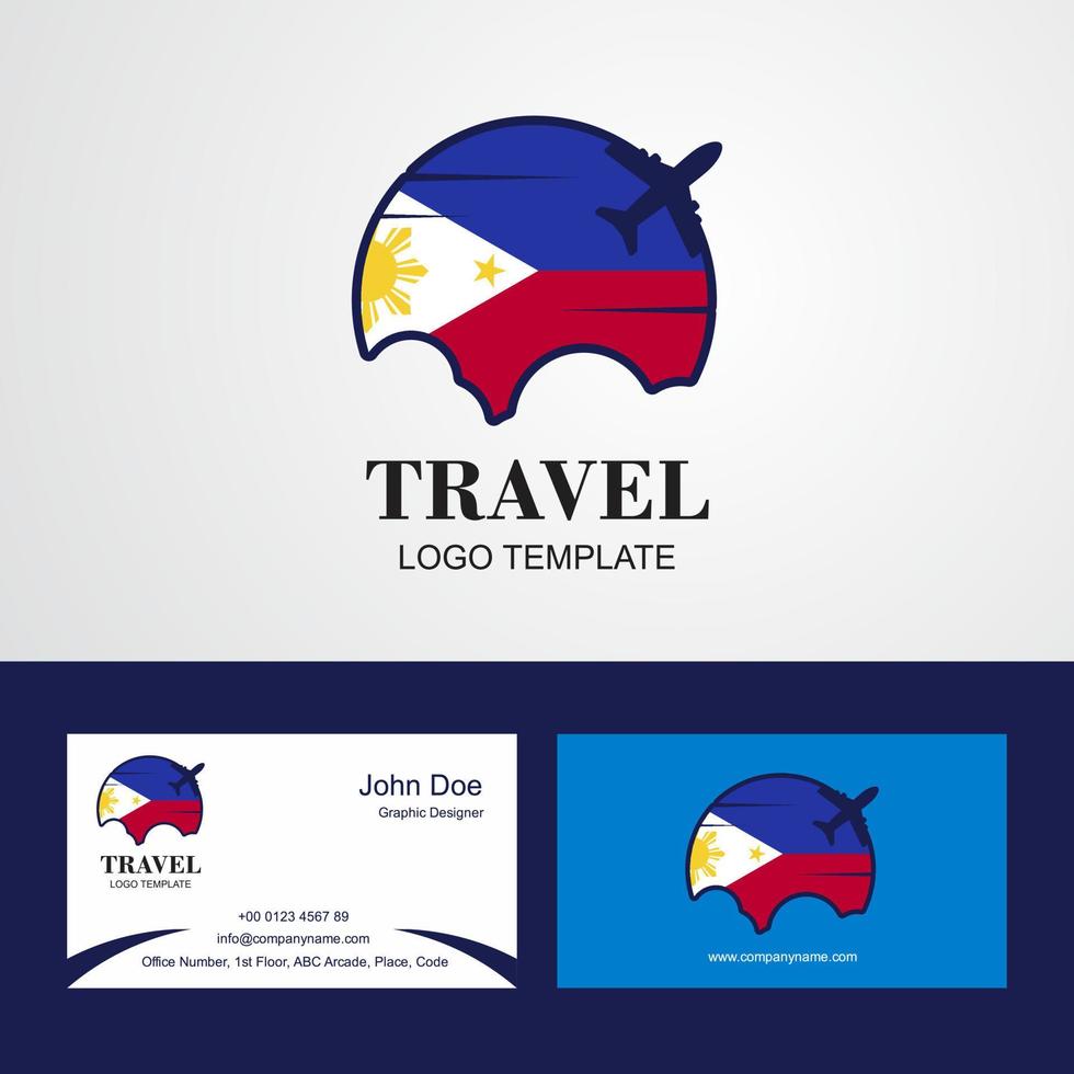viaggio Filippine bandiera logo e visitare carta design vettore