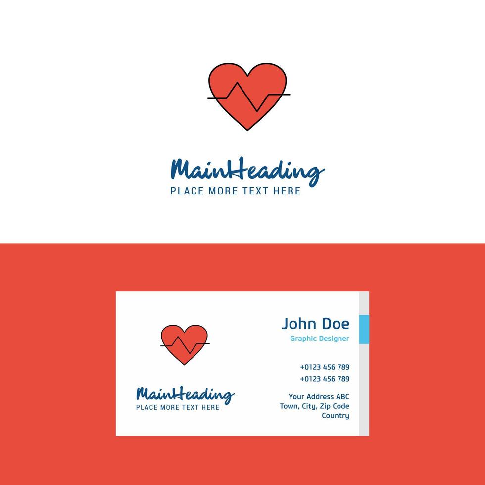 piatto cuore battere logo e visitare carta modello busienss concetto logo design vettore