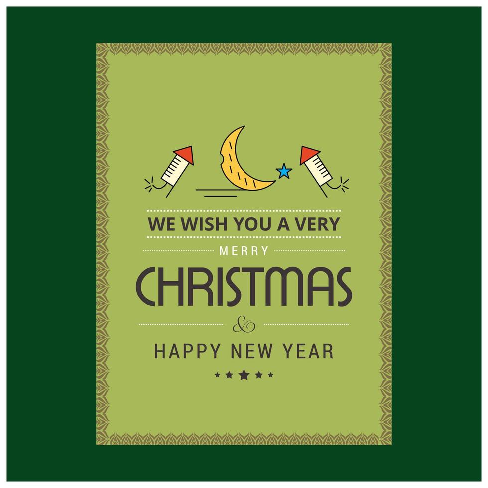 Natale saluti carta con tipografia e verde sfondo vettore