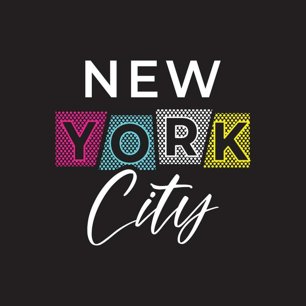 nuovo York città bianca rosso giallo verde colorato testo effetto professionale maglietta design per Stampa vettore