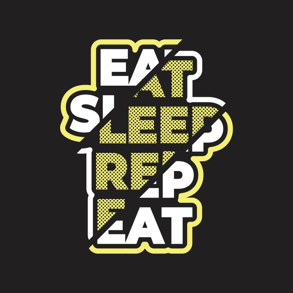 unico mangiare dormire ripetere tipografia testo effetto bianca e giallo colore tipografia maglietta design vettore