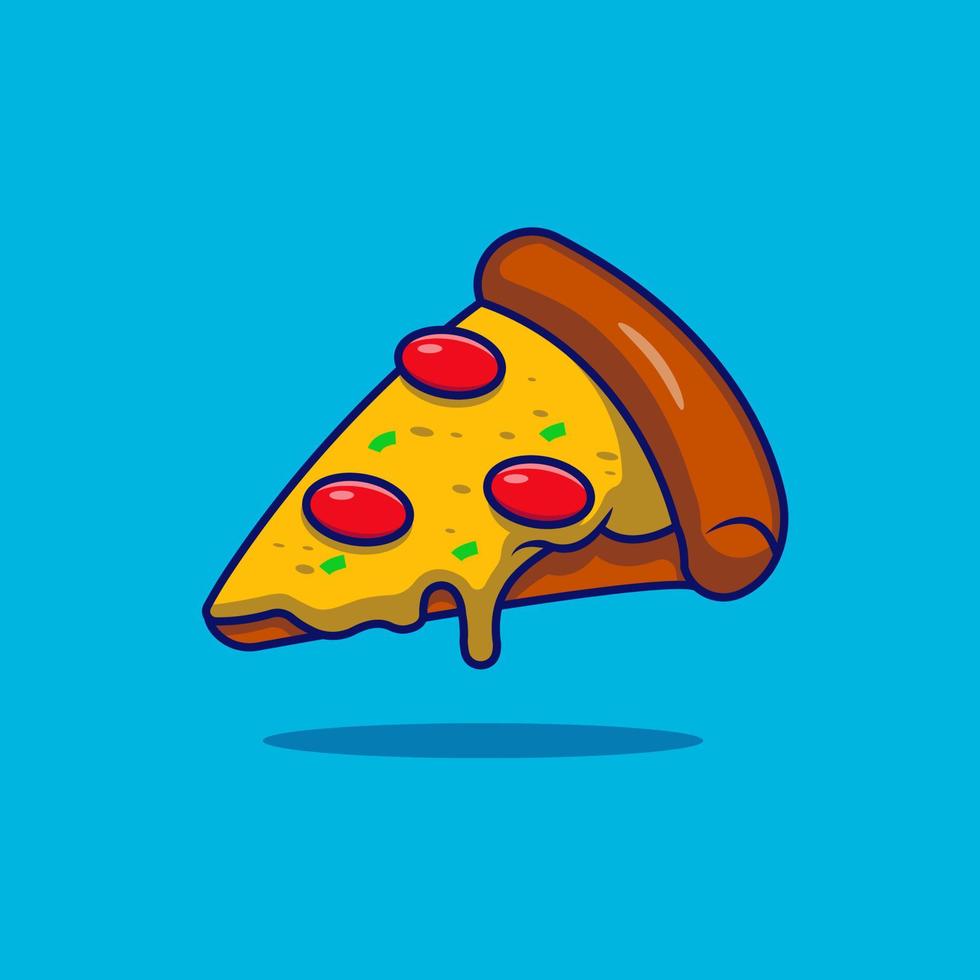 fetta di Pizza vettore illustrazione. carino Pizza nel cartone animato stile vettore design