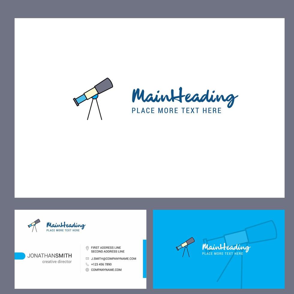 telescopio logo design con tagline davanti e indietro busienss carta modello vettore creativo design