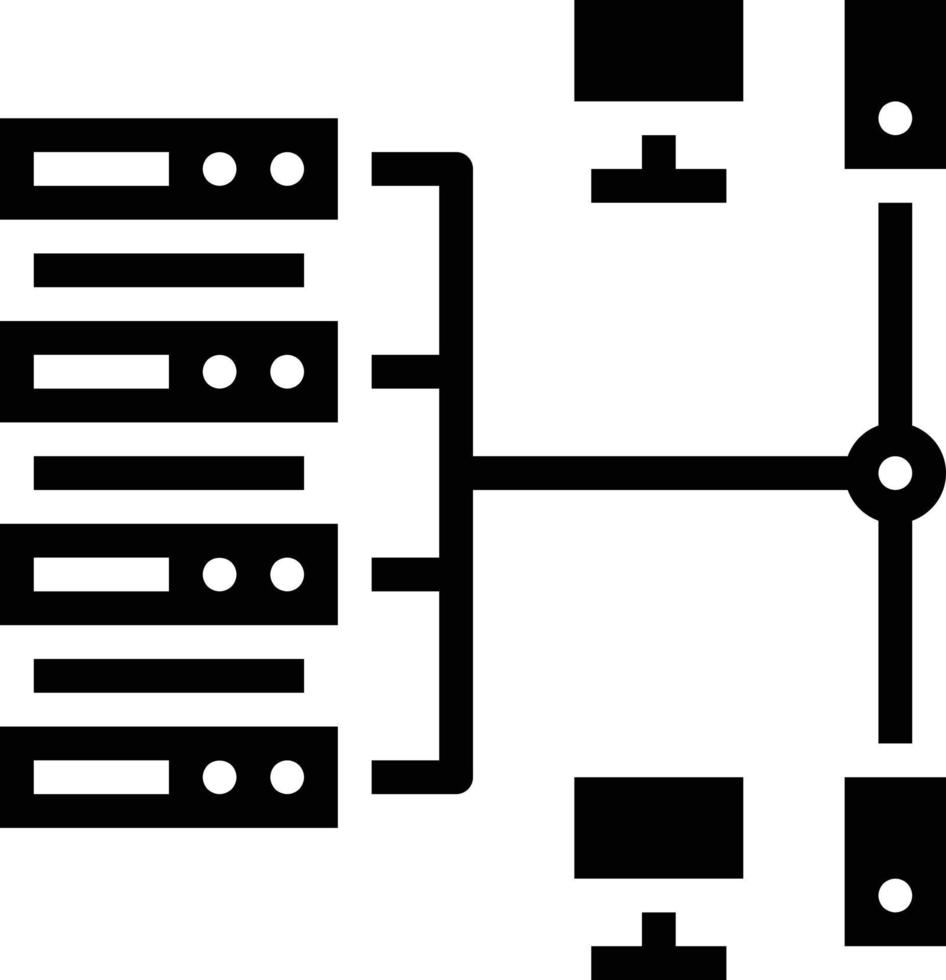 file server computer Rete dati multimedia - solido icona vettore
