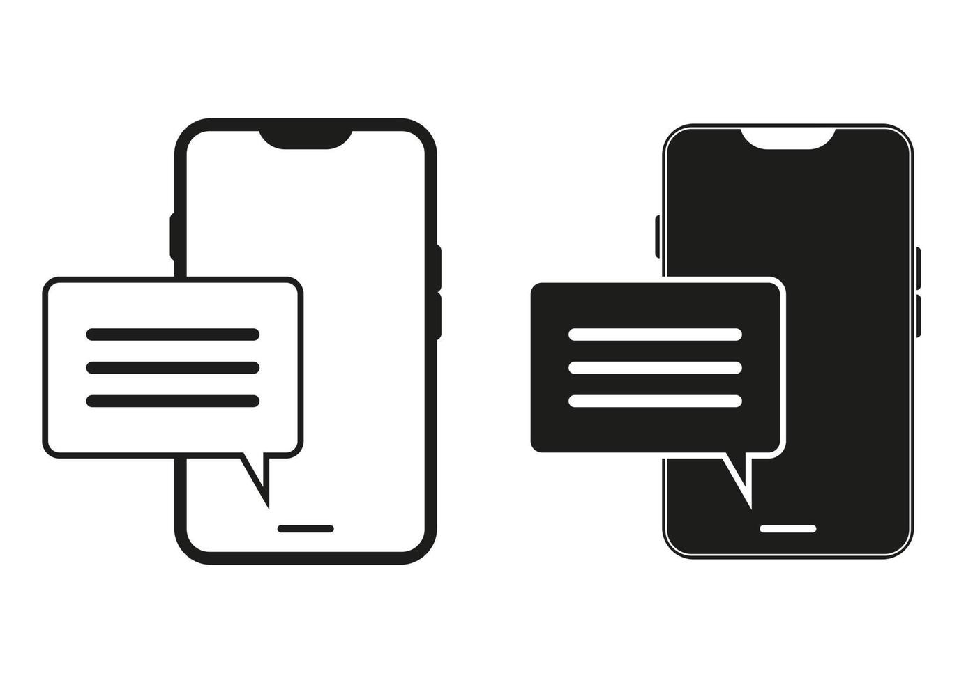 nero e bianca smartphone con testo Messaggio vettore icona