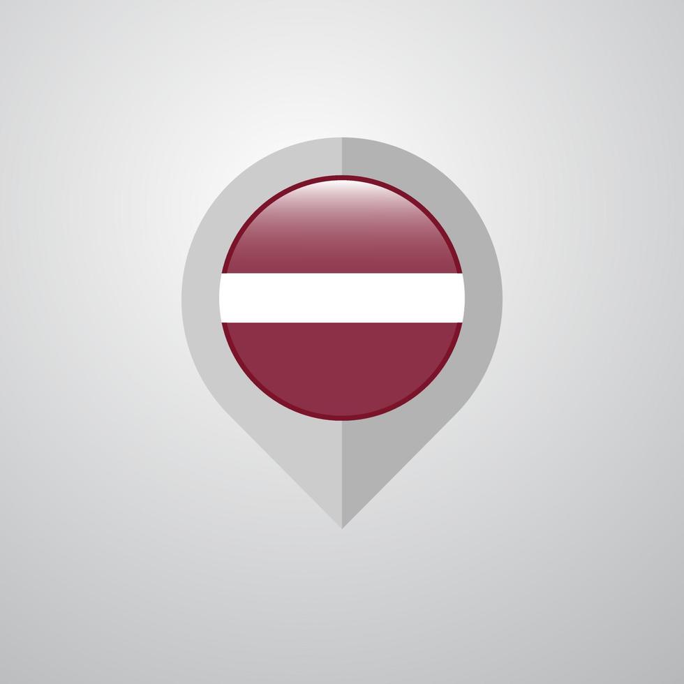 carta geografica navigazione pointer con Lettonia bandiera design vettore