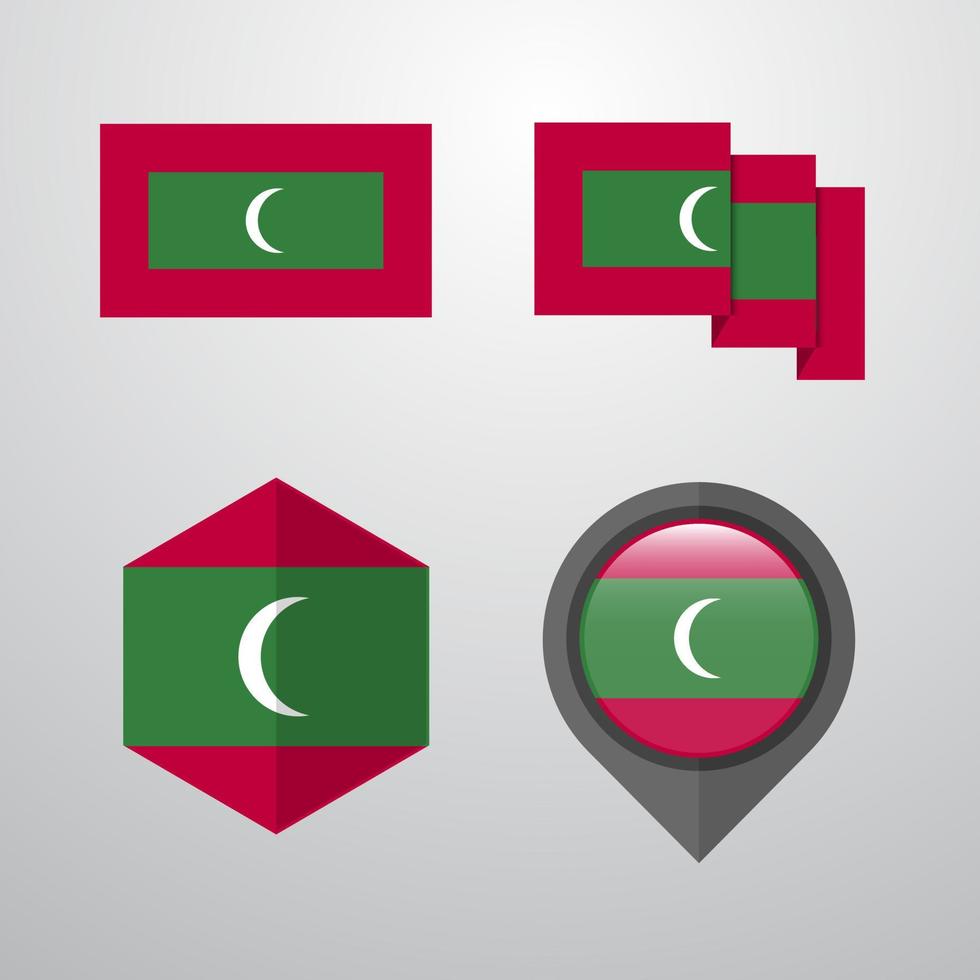 Maldive bandiera design impostato vettore