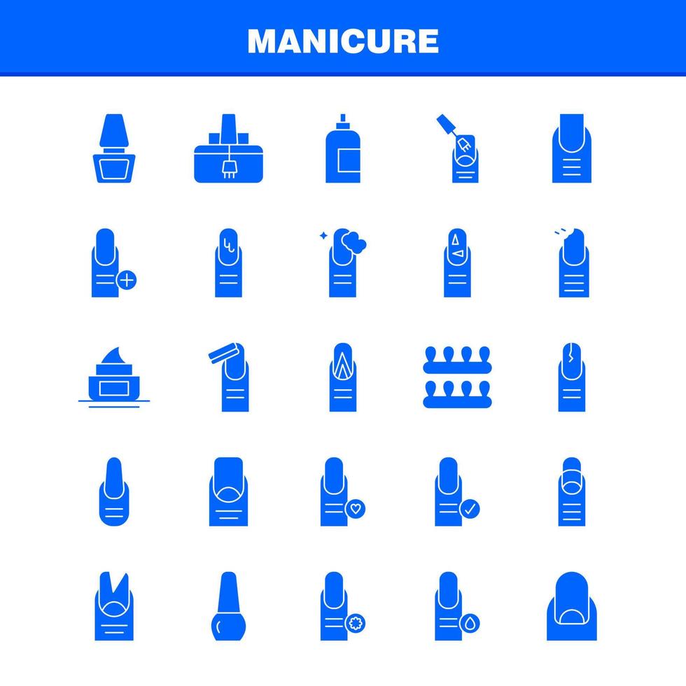 manicure solido glifo icona imballare per progettisti e sviluppatori icone di francese assistenza sanitaria manicure croce medica arte bellezza cura manicure vettore