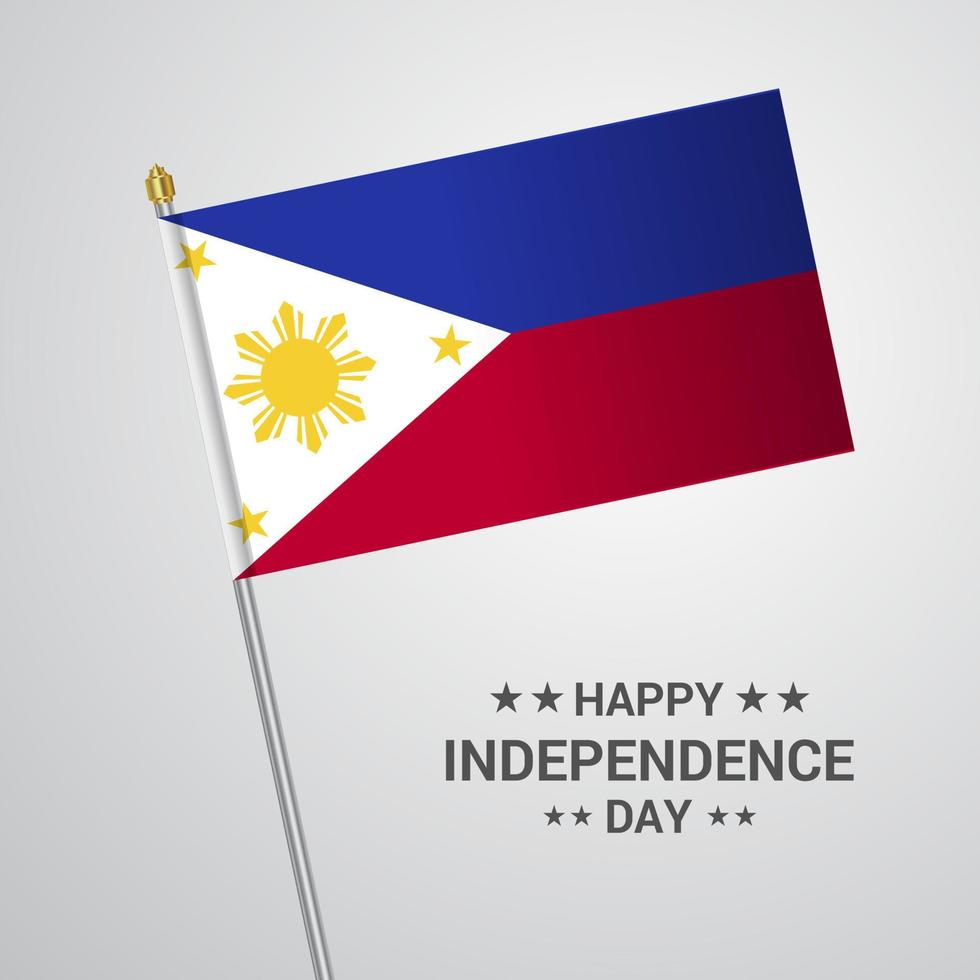 Filippine indipendenza giorno tipografico design con bandiera vettore
