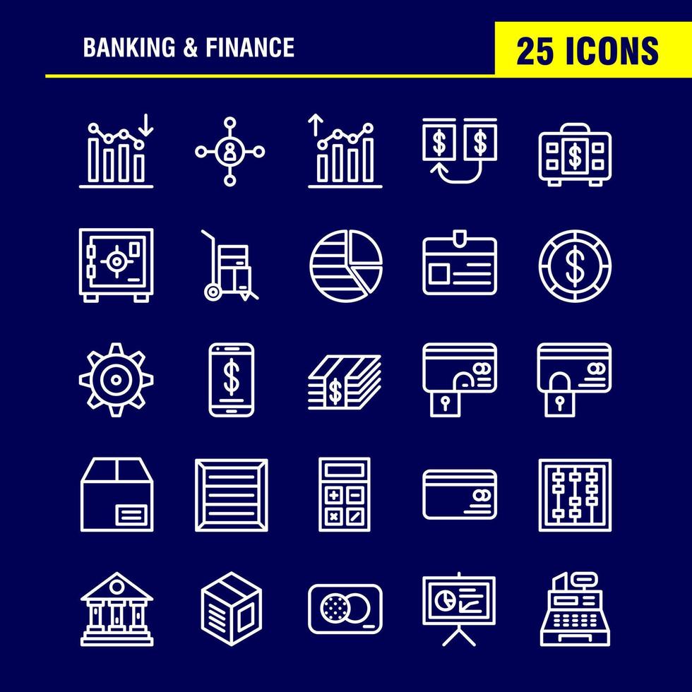 bancario linea icona imballare per progettisti e sviluppatori icone di analisi finanziario grafico rapporto giù gerarchia gestione organizzazione vettore