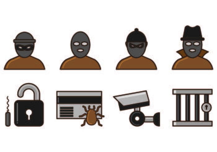 Set of Theft Icon Vettori