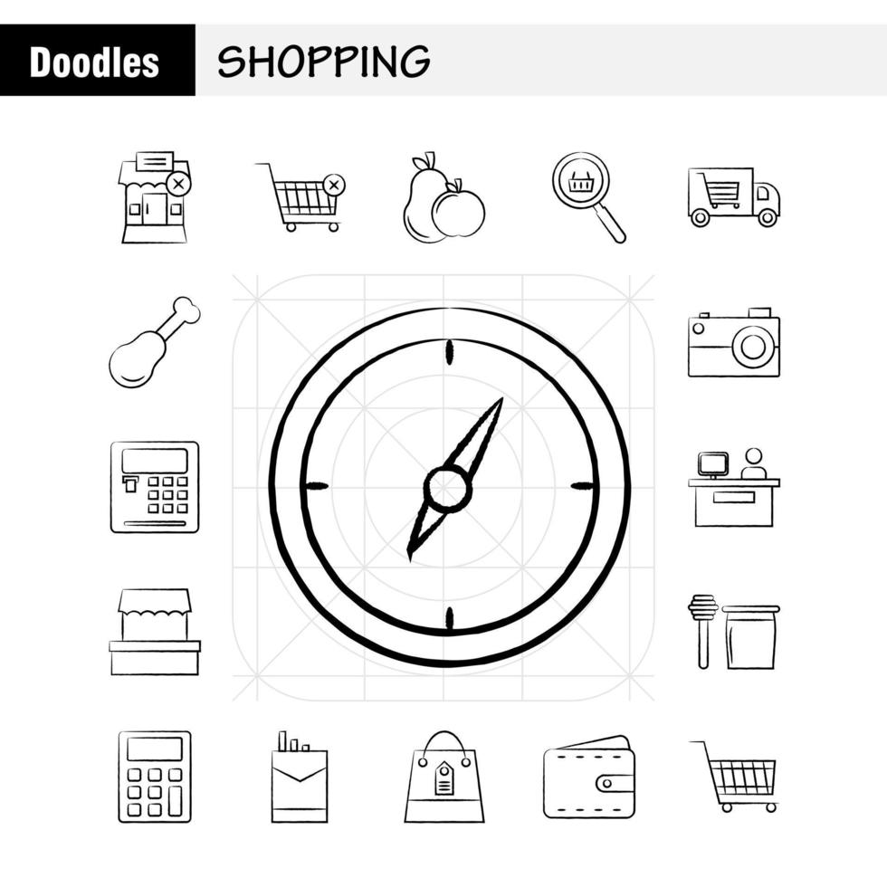 shopping mano disegnato icona per ragnatela Stampa e mobile uxui kit come come edificio centro commerciale shopping shopping centro commerciale shopping carrello commercio pittogramma imballare vettore