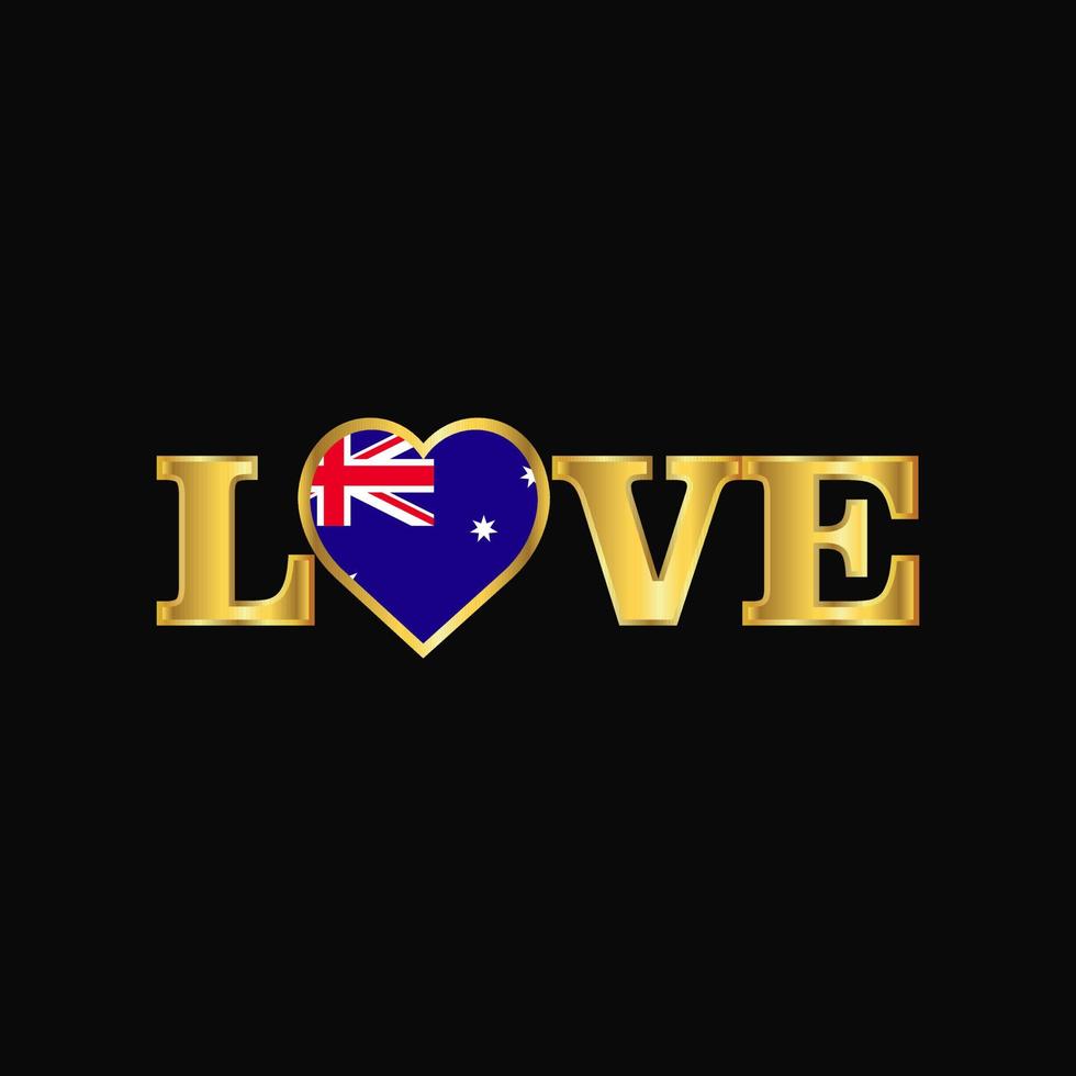 d'oro amore tipografia Australia bandiera design vettore