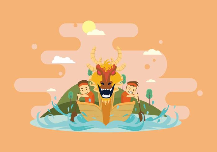 Divertente Dragon Boat Race Illustration vettore