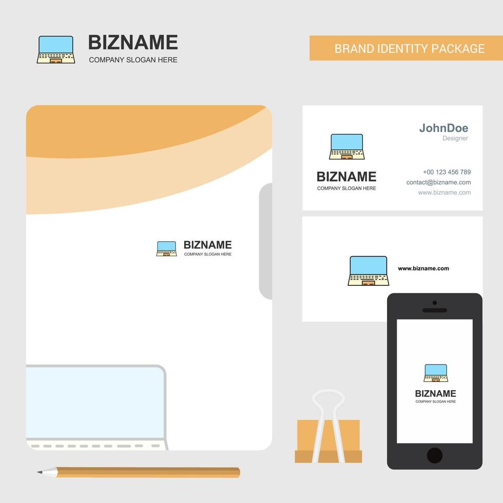 il computer portatile attività commerciale logo file copertina visitare carta e mobile App design vettore illustrazione