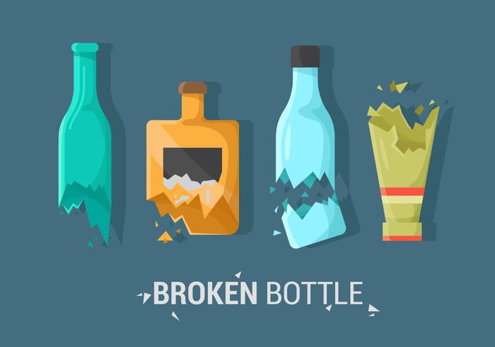 Set di oggetti bottiglia rotto vettoriale