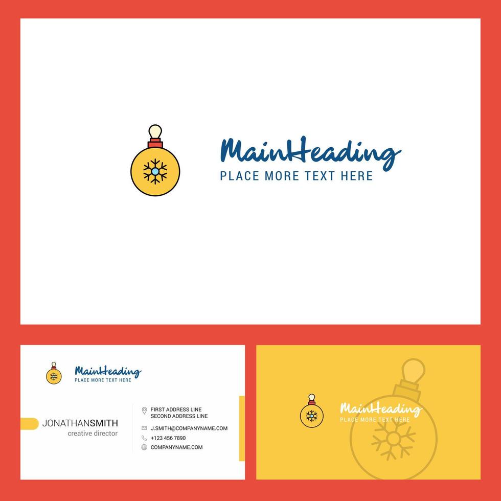 Natale palle logo design con tagline davanti e indietro busienss carta modello vettore creativo design