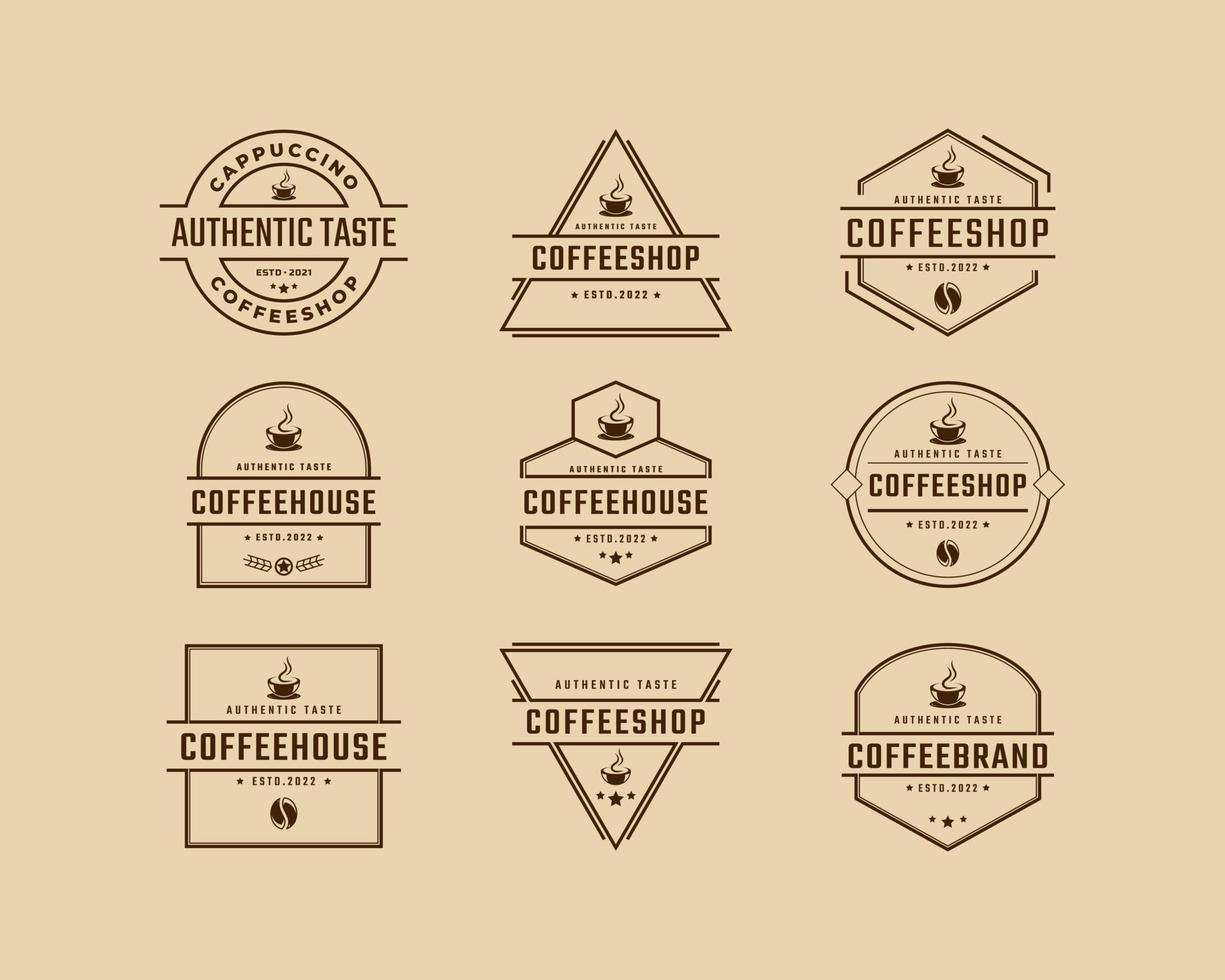 Vintage ▾ retrò distintivo emblema logotipo caffè negozio con caffè fagiolo silhouette logo design lineare stile vettore