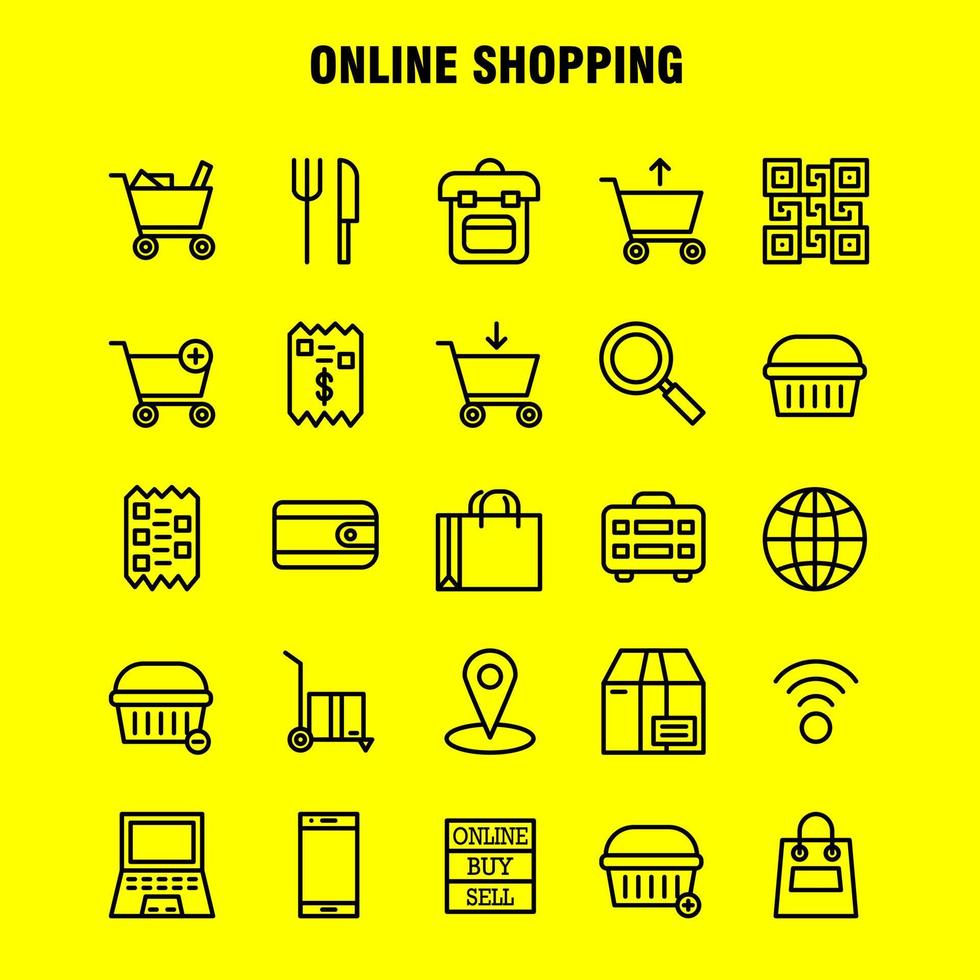 shopping linea icona imballare per progettisti e sviluppatori icone di acquistare in linea vendita vendere shopping Borsa shopping lato vettore